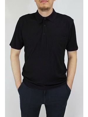 Taniş Erkek Petek Yaka Cepli Düz Baba T-Shirt