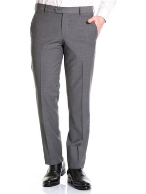 Taniş Erkek Klasik Kesim Gri Kumaş Pantolon