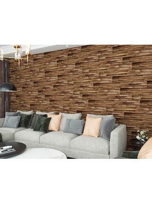 INTERBUILD REAL WOOD Interbuild Akasya Masif Ahşap Duvar Panelleri Shiplap 1219X152X10 Mm, 5'li Paket, Kahverengi