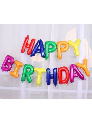 Partijet Happy Birthday Renkli Folyo Balon Set