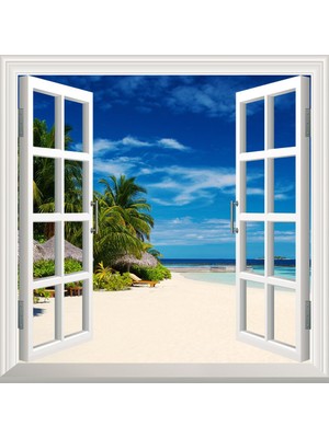 Sticker Art Pencere Poster Duvar Kağıdı Deniz Tatil Yapışkanlı Sticker