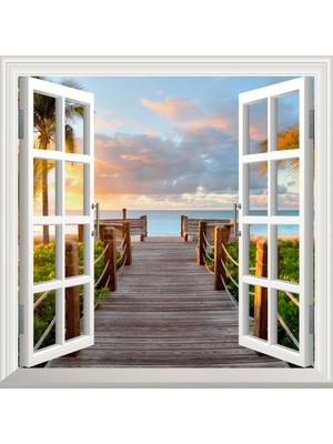 Sticker Art Pencere Poster Duvar Kağıdı Deniz Kenar Yapışkanlı Sticker