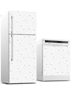 Sticker Art Buzdolabı ve Bulaşık Makinası Beyaz Eşya Sticker Kaplama Renkli Puantiye