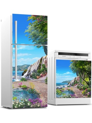 Sticker Art Buzdolabı ve Bulaşık Makinası Beyaz Eşya Sticker Kaplama Roma Bahçesi