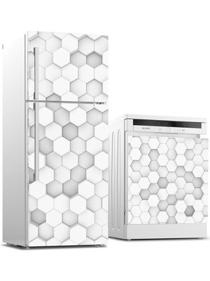 Sticker Art Buzdolabı ve Bulaşık Makinası Beyaz Eşya Sticker Kaplama 3D Bal Peteği