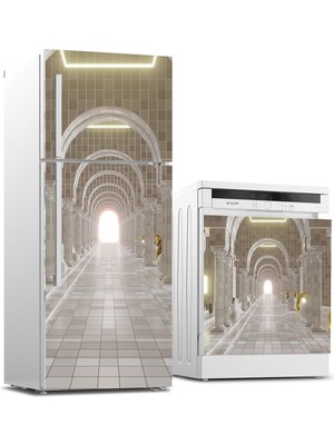 Sticker Art Buzdolabı ve Bulaşık Makinası Beyaz Eşya Sticker Kaplama 3D Saray