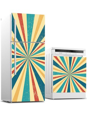 Sticker Art Buzdolabı ve Bulaşık Makinası Beyaz Eşya Sticker Kaplama Retro