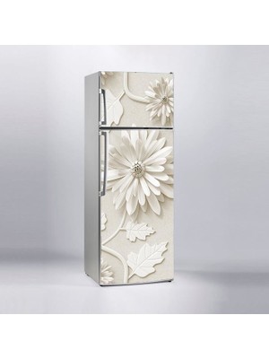 Sticker Art Buzdolabı Sticker Kaplama Dolap Kaplama Etiketi 3D Beyaz Yaprak