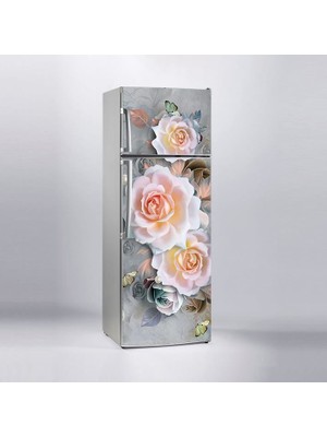 Sticker Art Buzdolabı Sticker Kaplama Dolap Kaplama Etiketi 3D Gül
