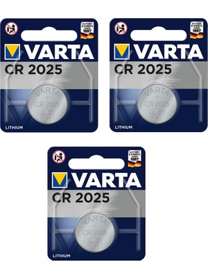 Varta Lithium CR2025 3V Tekli Pil 3 Paket