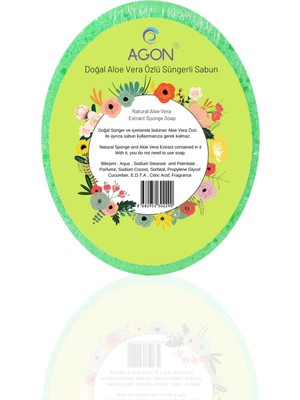 Agon Doğal El Yapımı Aloe Vera Özlü Sabunlu Vücut Duş Süngeri