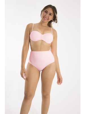 Granz Yüksek Bel Yeni Sezon Pembe Bikini