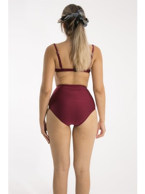 Granz Yüksek Bel Yeni Sezon Bordo Bikini