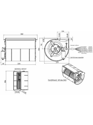 Aircol Aks 146-240 Fancoil Fanı