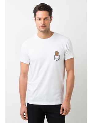 Qivi Groot Baby Cep Baskılı Beyaz Erkek Örme Tshirt