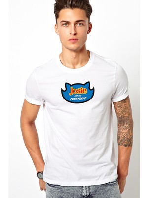 Qivi Riverdale Josie And The Pussycats Baskılı Beyaz Erkek Örme Tshirt