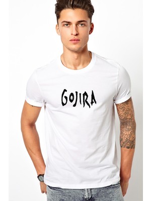 Qivi Gojira Logo Baskılı Beyaz Erkek Örme Tshirt