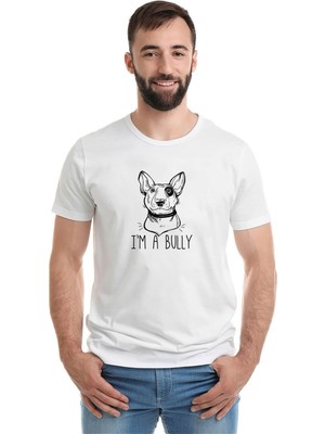 Qivi I'm A Bully Baskılı Beyaz Erkek Örme Tshirt