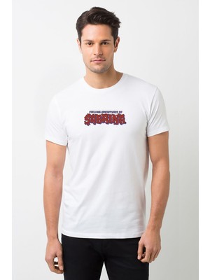 Qivi Chilling Adventures Of Sabrina Yazi 2 Baskılı Beyaz Erkek Örme Tshirt