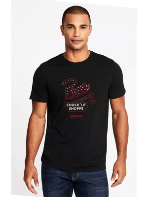 Qivi Riverdale Pops Chocklit Shoppe Open Baskılı Siyah Erkek Örme Tshirt
