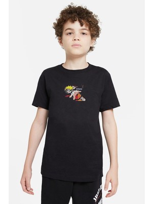Qivi Uzumaki Naruto Baskılı Unisex Çocuk Siyah T-Shirt