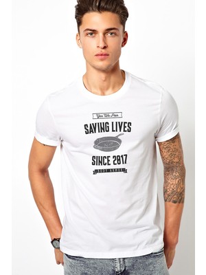 Qivi Pubg Yes We Pan Baskılı Beyaz Erkek Örme Tshirt
