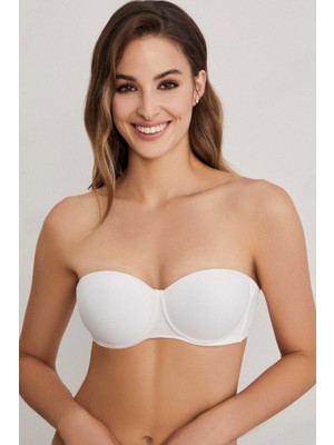 Eros Adela Straplez Double Push Up Sütyen Beyaz Renk