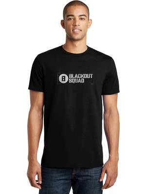 Qivi Black Squad Baskılı Siyah Erkek Örme Tshirt