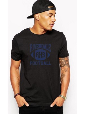 Qivi Riverdale Rhs Football Baskılı Siyah Erkek Örme Tshirt