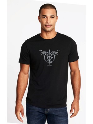 Qivi Lamb Of God Baskılı Siyah Erkek Örme Tshirt