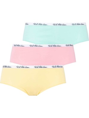 U.S. Polo Assn. Kadın Mint - Sarı - Pembe 3 Lü Şort