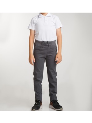 Mavimoure Beli Ribanalı Tam Lastikli Kanvas Kumaş Okul Pantolonu