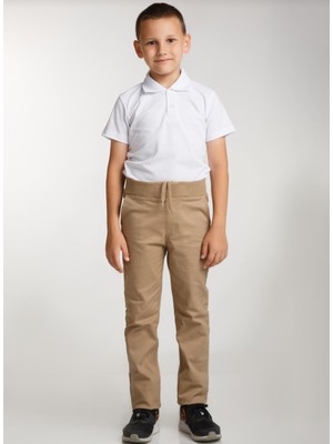 Mavimoure Beli Ribanalı Tam Lastikli Kanvas Kumaş Okul Pantolonu