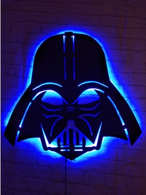 Mf Tasarım Rgb Kumandalı Starwars Darth Vader  LED Işıklı Ahşap Mdf Dekoratif Tablo 50 x 45 cm