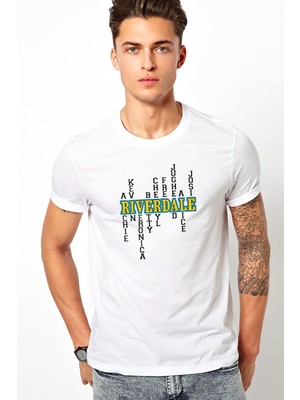 Qivi Riverdale Riverdale & Character Names Baskılı Beyaz Erkek Örme T-shirt