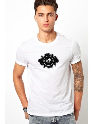 Qivi New World Order Baskılı Beyaz Erkek Örme Tshirt
