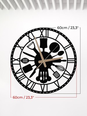 Metalium Concept Dekoratif Metal Duvar Saati Mutfak (Çatal Kaşık) Temalı 60X60CM