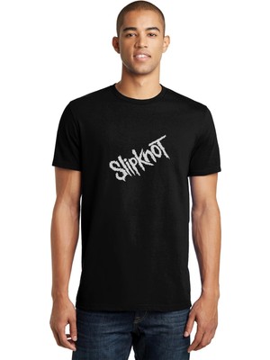 Qivi Slipknot Baskılı Siyah Erkek Örme Tshirt