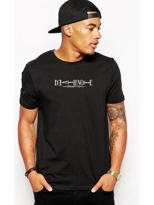 Qivi Deathnote Baskılı Siyah Erkek Örme Tshirt