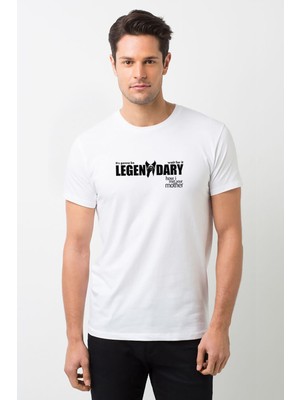 Qivi How I Met Your Mother Legendary Baskılı Beyaz Erkek Örme Tshirt
