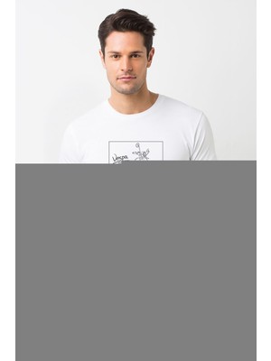 Qivi Vespa Baskılı Beyaz Erkek Örme Tshirt