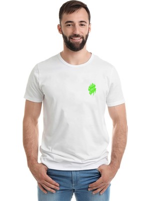 Qivi Billie Eilish Logosu Blosh Baskılı Beyaz Erkek Örme Tshirt