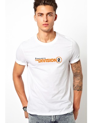 Qivi The Division 2 Logo Baskılı Beyaz Erkek Örme Tshirt