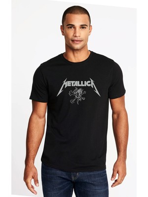 Qivi Metallica Baskılı Siyah Erkek Örme Tshirt