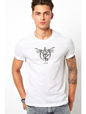 Qivi Lamb Of God Baskılı Beyaz Erkek Örme Tshirt