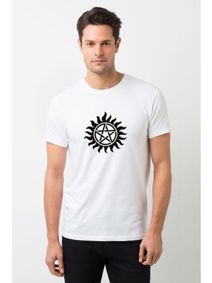 Qivi Super Naturel Baskılı Beyaz Erkek Örme Tshirt