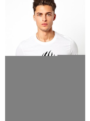 Qivi Jokzilla Logo Baskılı Beyaz Erkek Örme Tshirt