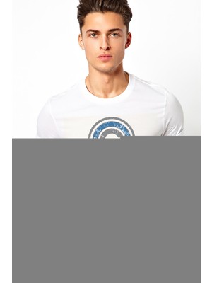Qivi Capsule Baskılı Beyaz Erkek Örme Tshirt