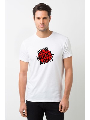Qivi New Model Army Baskılı Beyaz Erkek Örme Tshirt