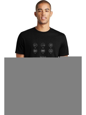 Qivi Pink Floyd Baskılı Siyah Erkek Örme Tshirt